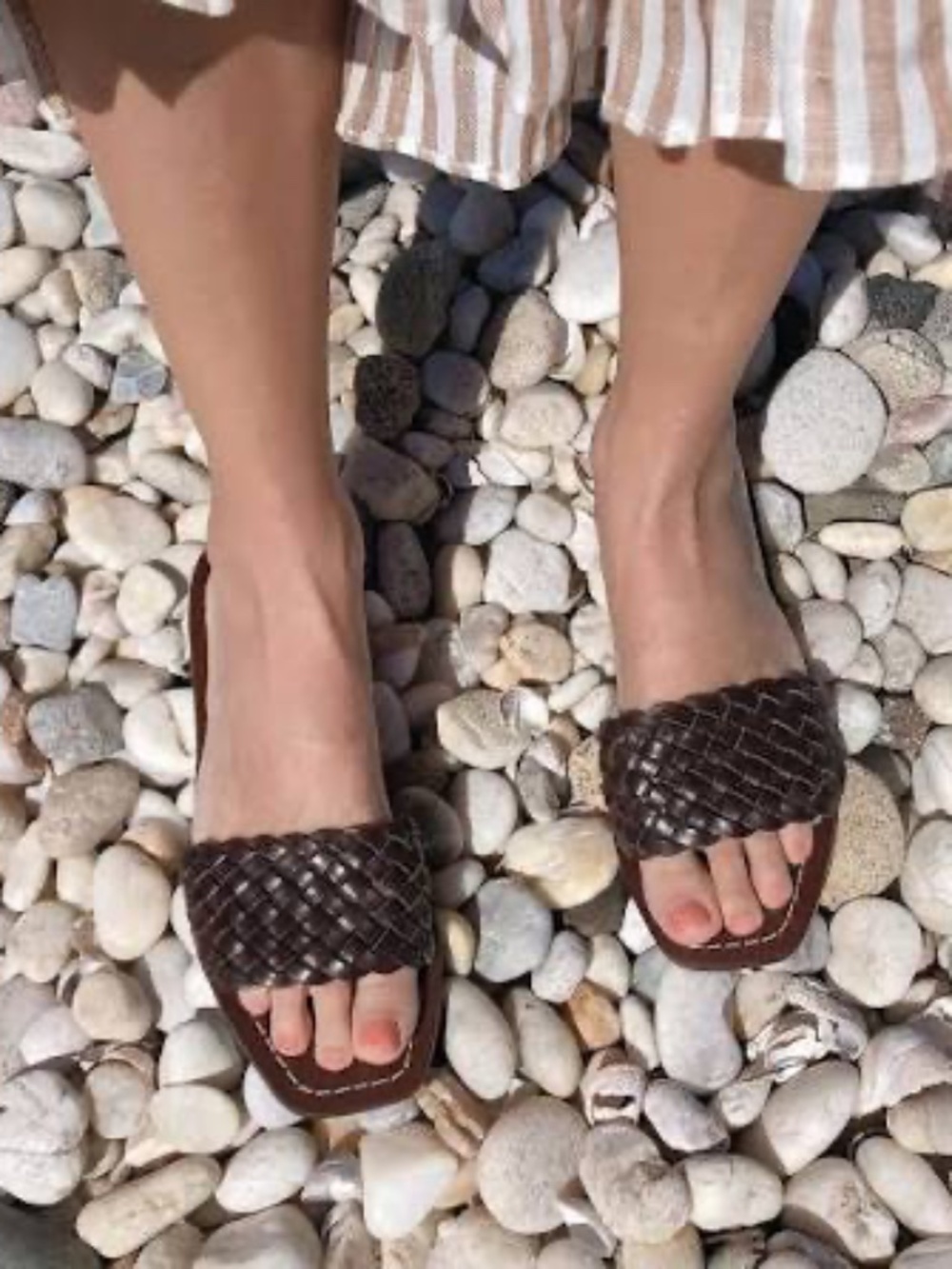 Loeffler Randall Joey Woven Square Toe Slide Sandals